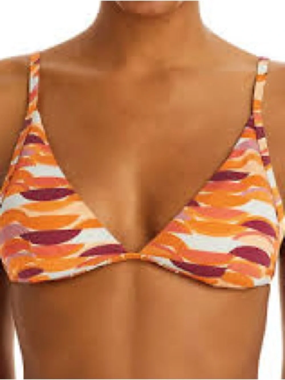 L*Space Millie Bikini Top The Wedge Orange Wave Print Size XS NWT